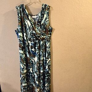 Avenue Womens Multicolored Animal Print Sleeveless Maxi Dress Size 22/24